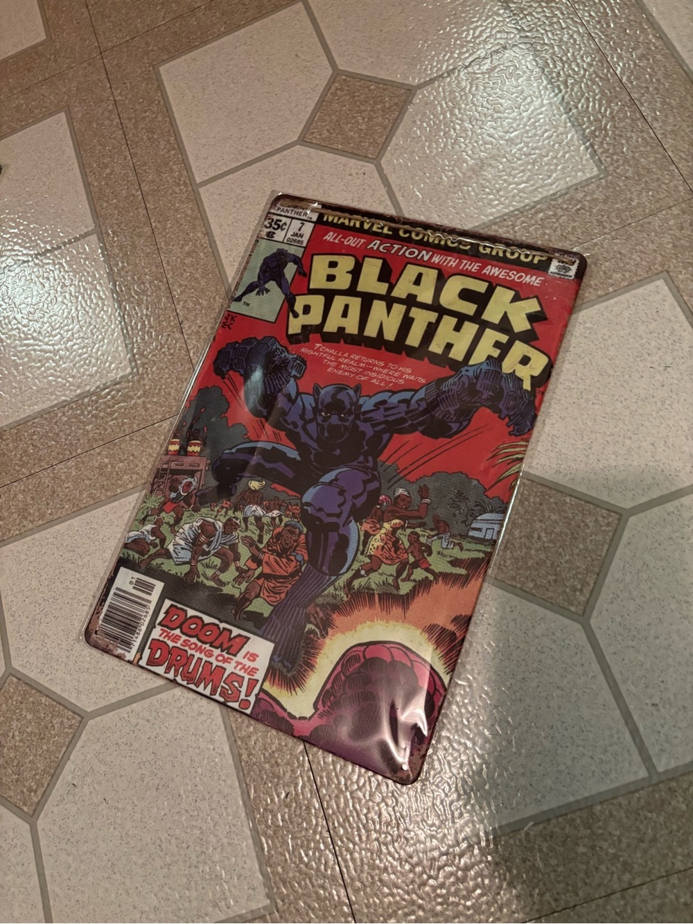 Marvel Black Panther Wall Sign - Red, Black, Purple Vintage Comic Book Style